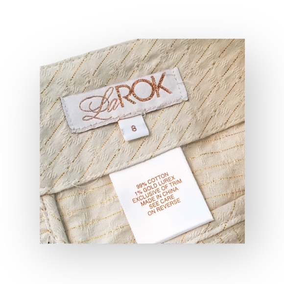 new La Rok ༄ Gold Lurex Thread Knit Dressy Cargo Bermuda Shorts ༄ Creamy White 8 - Picture 9 of 16